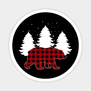 Buffalo Plaid Bear Christmas Trees Pajama Family Xmas Magnet